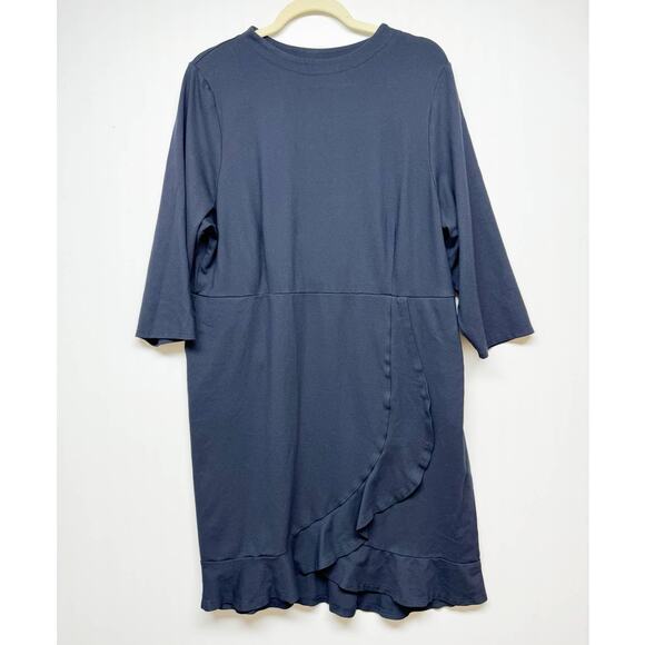 J. Jill Ponte Womens Navy Blue Ruffled Knee Length Dress XL - Picture 1 of 5